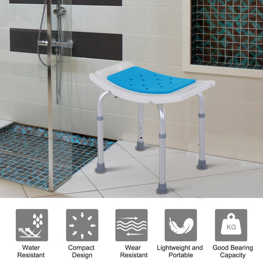 Adjustable Aluminum Bath Stool Spa Shower Chair Non-Slip W/ Shower Hole